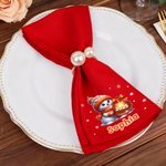 Personalized Christmas Snowman 100% Cotton Reusable Table Napkin with Name and Year Table Decor Christmas Gift for Family Friends