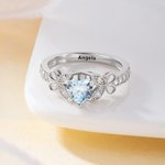 Personalized Butterfly Heart Birthstone Ring with Name Jewelry Daily Wear Birthday Memorial Christmas Gift for Friends Girls