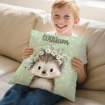 Personalised Wreath Animal Soft Cushion Cover with Name Home Decor Christmas Birthday Gift for Boys Girls