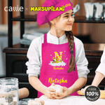 Personalisierte Langschwanz Leopard Marsupilami Initial einstellbare Schürze Koch Hut Set mit Namen Geburtstag Geschenk für Kinder | Callie × Marsupilami®