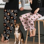 Zampe di zucca personalizzate con faccia a scacchiera Foto Pantaloni del pigiama lunghi con coulisse Halloween Natale Regalo di compleanno per bambini Donne Uomini Amanti degli animali domestici
