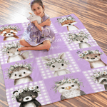 Mantas personalizadas con nombre de animalitos en forma de guirnalda de flores Decoración para el hogar Regalo de cumpleaños y Navidad para niños