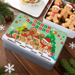 Personalized Cute Gingerbread Man Biscuit Storage Tin with Name Christmas Gift for Family Kids