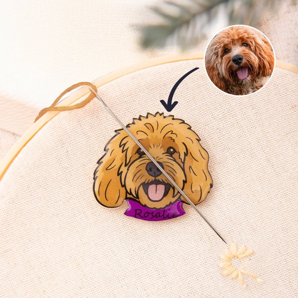 Personalized Cute Cartoon Pet Photo Knitting Needle Organizer Birthday Christmas Gift for Sewing Lovers Pet Lovers