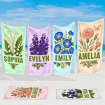 Personalized Birth Flower Oversized Quick Dry Microfiber Beach Towel with Name Travel Essentials Birthday Gift for Family