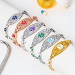 Personalised Zircon Medical ID Bracelet Dainty Jewellery with Engraved Emergency Medical Information Birthday Gift for Women Diabetic Patients