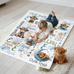 Personalised Highland Cow Initial Soft Throw Blanket with Name Home Decor Christmas Birthday Gift for Family Kids Cow Lovers