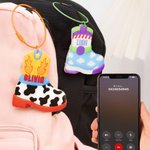 Porte-clés NFC personnalisé en forme de botte pour sac d'urgence avec nom et texte Utilisation quotidienne Cadeau de rentrée scolaire pour garçons filles