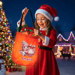 Personalized Cute Cartoon Snowman LED Light Bucket Bag with Name and Year Holiday Storage Decor Christmas Gift for Kids