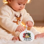 Personalized Joy To The World Cartoon Character Ceramic Christmas Ornament with Text Home Decor Christmas Gift for Newborns Family