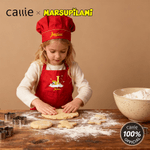 Personalisierte Langschwanz Leopard Marsupilami Initial einstellbare Schürze Koch Hut Set mit Namen Geburtstag Geschenk für Kinder | Callie × Marsupilami®