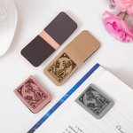 Personalised Floral Skeleton Read Till Death Magnetic PU Leather Bookmark Clip with Name School Office Stationary Supplies Birthday Gift for Bookworms