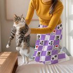 Personliga söta rutiga pyjamasbyxor med snörning kan anpassas med 1-4 bilder på ditt husdjur och namn perfekt present till djurälskare