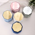 Personalisierte Samt Vintage Octagon Ring Box mit Namen Initial und Datum Hochzeit Vorschlag Verlobung Zeremonie Geschenk für Newlyweds Braut Paare