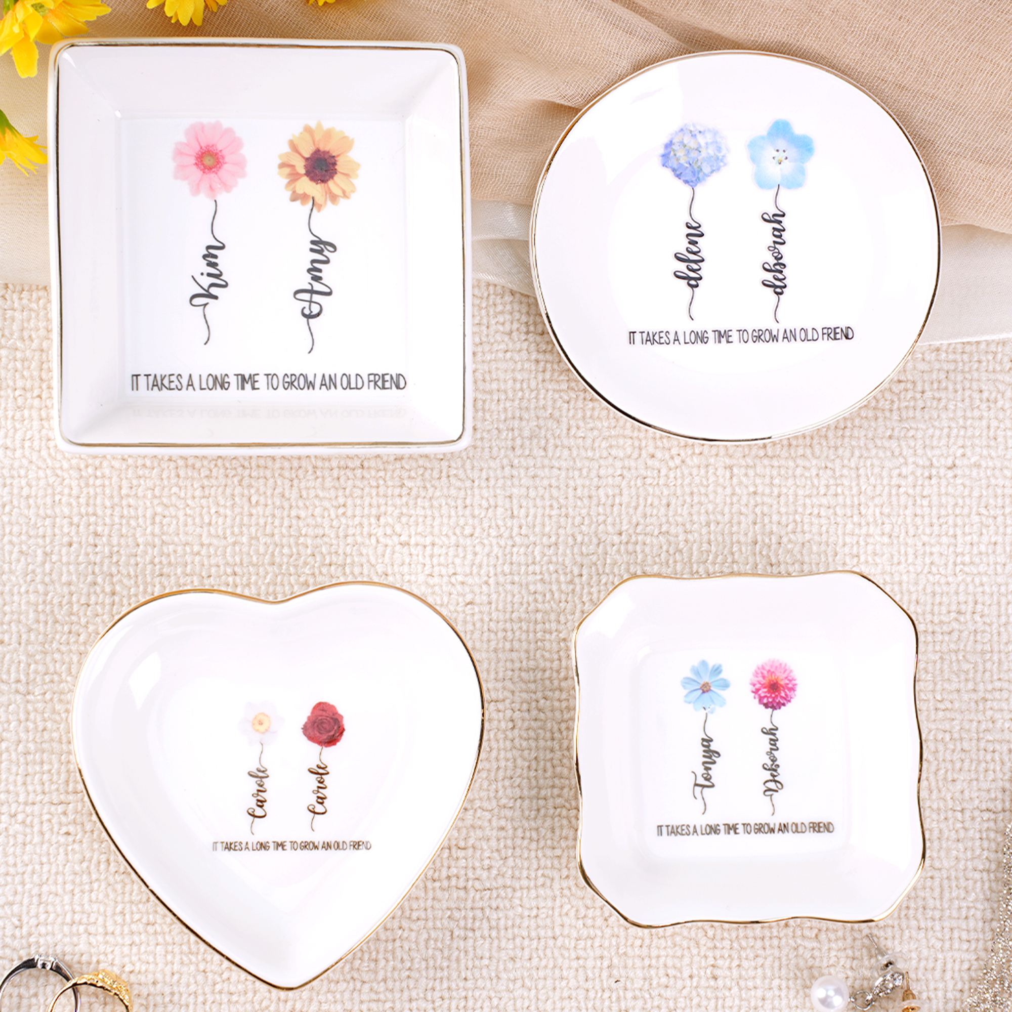 Cadeau d'anniversaire en céramique avec nom et texte pour les meilleures amies et les demoiselles d'honneur