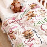 Personalised Highland Cow Initial Soft Throw Blanket with Name Home Decor Christmas Birthday Gift for Family Kids Cow Lovers