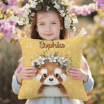 Personalised Wreath Animal Soft Cushion Cover with Name Home Decor Christmas Birthday Gift for Boys Girls