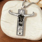 Personligt Western-Style Cow Skull Monogram Halsband Födelsedagspresent för Cowboys Cowgirls