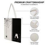 Personalisierte Colorblock beängstigend Spinnennetz Fledermaus wiederverwendbare Canvas Tasche mit anfänglichen Halloween Thema Party Geschenk für Goth Lovers Freunde