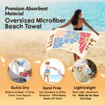 Personalised Multicolor Floral Quick Dry Oversized Beach Towel with Name Travel Essentials Birthday Summer Vacation Party Gift for Women