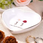 Personalised Birth Flower Friendship Ceramic Ring Dish Jewellery Tray with Name and Text Birthday Wedding Gift for Best Friends Bridesmaids