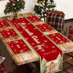 Chemin de Table Personnalisé avec Design de Noël Titre Textes et Noms Set de 4 ou 6 Napperons Inclus Cadeau Fêtes de Fin d'Année pour Famille