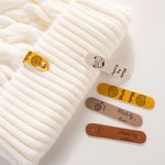 Personalised Set of 10 Made By Leather Crochet Knitted Tags Labels with Engraved Name Rivets Knitwear Accessories Gift for DIY Knitter Sewing Lovers