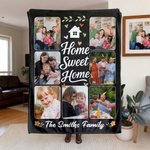 Personalized Sweet Home 7 Photos Soft Throw Blanket with Text Home Decor Christmas Birthday Gift for Family