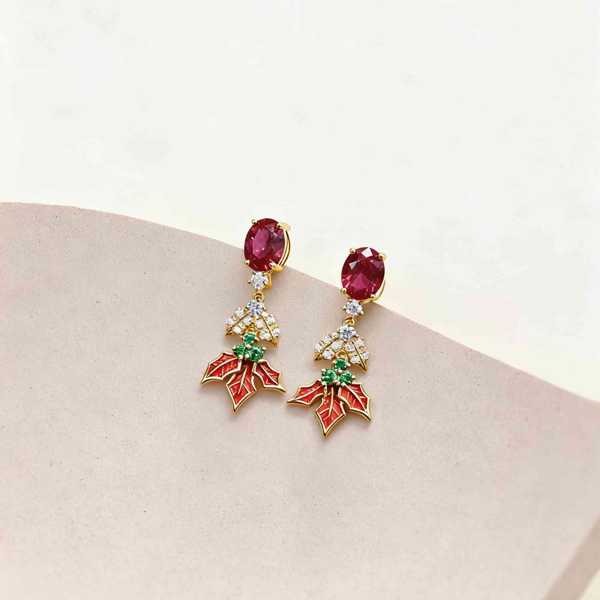 Boucles d'oreilles personnalisées en zircon de Holly Leaf Birthstone Dainty Jewelry Birthday Anniversary Christmas Gift for Women