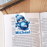 Personalised Cute Snowman Magnetic Bookmark Clip with Name and Year Reading Supplies Christmas Gift for Book Lovers Bookworms