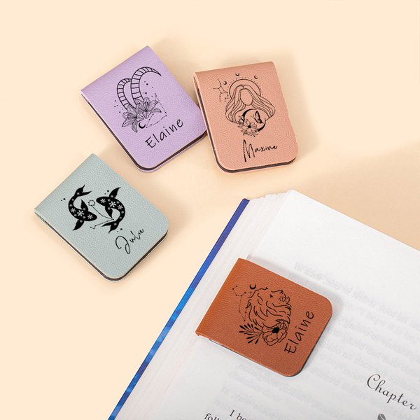 Personalised Zodiac Sign Magnetic Bookmark Clip with Name Reading Stationery Supplies Birthday Gift for Bookworms