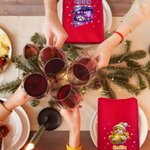 Personalized Christmas Snowman 100% Cotton Reusable Table Napkin with Name and Year Table Decor Christmas Gift for Family Friends