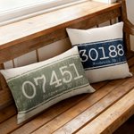 Personalised Zip Code Retro Print Cushion Cover Home Decor Housewarming Anniversary Gift for Friends Family