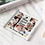 Personalizzato Home Sweet Home Sette-Grid Photos Square Acrylic Plaque Desk Decor Compleanno Anniversario Regalo di Natale per la famiglia