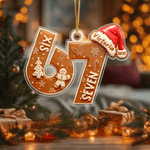 Seis siete galletas personalizadas Sombrero de Papá Noel Acrílico Adorno de Navidad con nombre y año Decoración del árbol Regalo de Navidad para Gen Z Tween