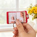 Personalisierter Kleiner PU-Leder Fotoalbum Schlüsselanhänger mit 10-14 Fotos und Text Vatertag Geburtstag Jahrestag Geschenk für Papa Freunde Paare