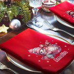 Personalized Christmas Snowman 100% Cotton Reusable Table Napkin with Name and Year Table Decor Christmas Gift for Family Friends