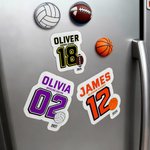 Personalizado Multicolor Natación Hockey Número Nombre Juego de 2 Imán Signo Espíritu Deportivo Armario Nevera Coche Decoración Equipo Regalo para Jugadores