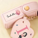 Personalized Cartoon Character Birth Flower Lipstick Case Keychain with Initial Name and Heart-Shaped Mirror Birthday Anniversary Gift for Women