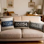 Personalised Zip Code Retro Print Cushion Cover Home Decor Housewarming Anniversary Gift for Friends Family