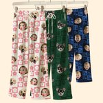 Zampe di zucca personalizzate con faccia a scacchiera Foto Pantaloni del pigiama lunghi con coulisse Halloween Natale Regalo di compleanno per bambini Donne Uomini Amanti degli animali domestici