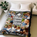 Personalized Sweet Home 7 Photos Soft Throw Blanket with Text Home Decor Christmas Birthday Gift for Family