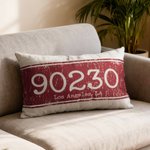 Personalised Zip Code Retro Print Cushion Cover Home Decor Housewarming Anniversary Gift for Friends Family