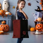 Personalisierte Colorblock beängstigend Spinnennetz Fledermaus wiederverwendbare Canvas Tasche mit anfänglichen Halloween Thema Party Geschenk für Goth Lovers Freunde