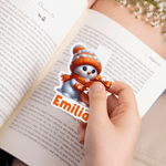 Personalised Cute Snowman Magnetic Bookmark Clip with Name and Year Reading Supplies Christmas Gift for Book Lovers Bookworms