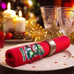 Personalized Christmas Snowman 100% Cotton Reusable Table Napkin with Name and Year Table Decor Christmas Gift for Family Friends