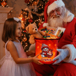 Personalized Cute Cartoon Snowman LED Light Bucket Bag with Name and Year Holiday Storage Decor Christmas Gift for Kids