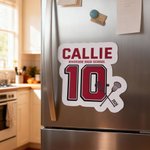 Personalizado Multicolor Natación Hockey Número Nombre Juego de 2 Imán Signo Espíritu Deportivo Armario Nevera Coche Decoración Equipo Regalo para Jugadores