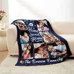 Personalized Sweet Home 7 Photos Soft Throw Blanket with Text Home Decor Christmas Birthday Gift for Family