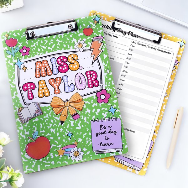 Personalised Book Bow Apple Acrylic Clipboard with Text School Supplies Teacher Appreciation Week Gift for Teachers